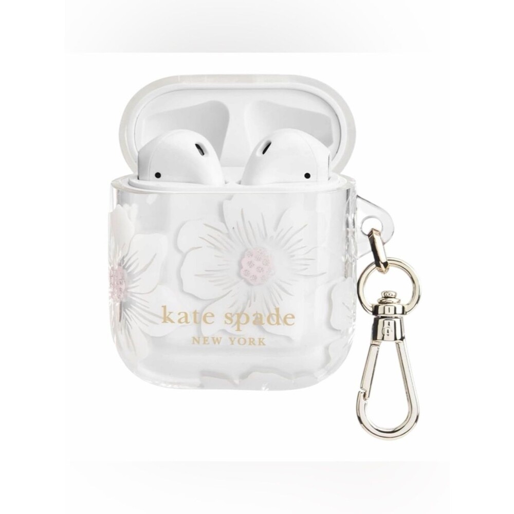 kate spade new york AirPods Case 1st & 2nd Gen Keychain Ring Hollyhock Cream A6